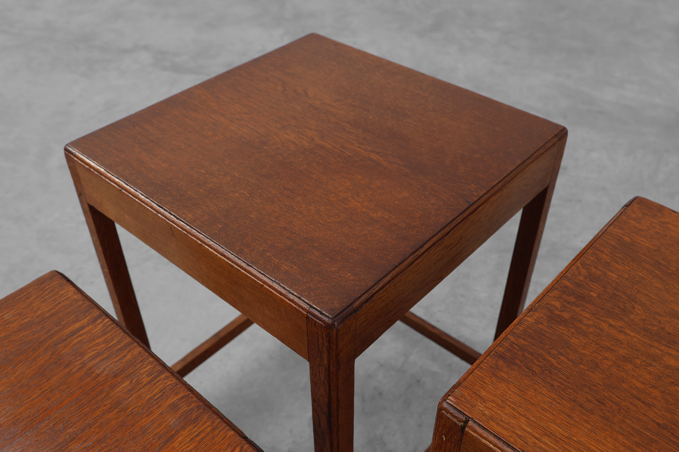 Set of 3 oak wood stacking tables in Art Deco style, France ca. 1925thumbnail